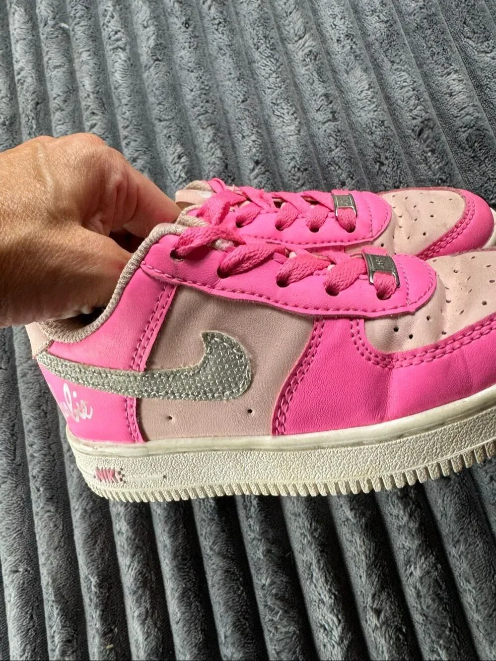 Nike Girls Air Force 1 Barbie Edition Pink Sneakers Size 12